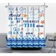 thumbnail image 2 of Cortina de ducha de playa azul de 182 x 182 cm, con temática náutica costera, estrellas de mar, conchas marinas, olas, citas inspiradoras, para decoración de baño, tela de poliéster impermeable con, 2 of 6