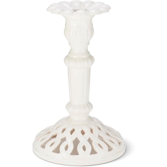 AERIN Porte-Bougie Effiloché en Forme de Paulette - Crème