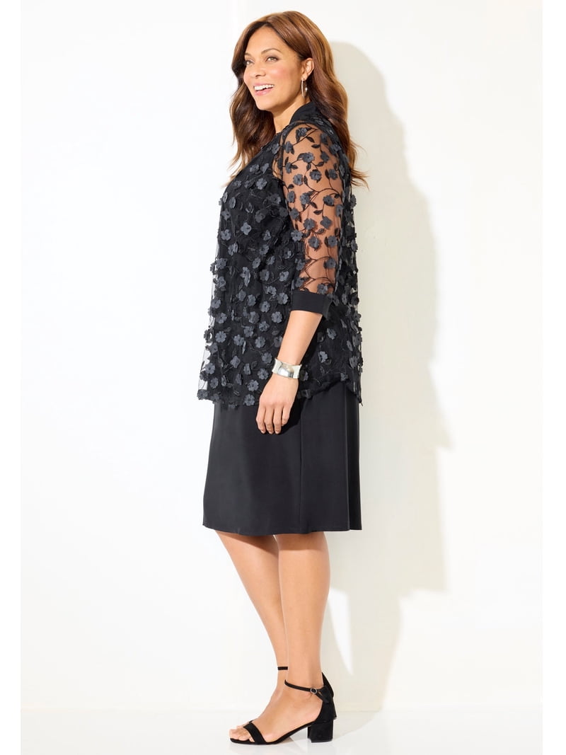 Catherines Women's Plus Size Floral Mesh Jacket Dress - Walmart.com Catherines Women's Plus Size Floral Mesh Jacket Dress - Walmart.com