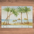 thumbnail image 6 of Ambesonne Tropical Jigsaw Puzzle, Sandy Beach and Palm Trees, Heirloom-Quality Fun Activity for Family Durable Cardboard, 1000 pcs, Pale Brown Fern Green, 6 of 6