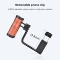 thumbnail image 4 of Universal Smartphone Video Grip Handle Handheld Vlog Bracket for Phone Smartphone Video Rig Kit with Wooden Grip with Cold Shoe Mount & 1/4in Screw + Phone Holder with Cold Shoe Mount + L-shape Plate, 4 of 8