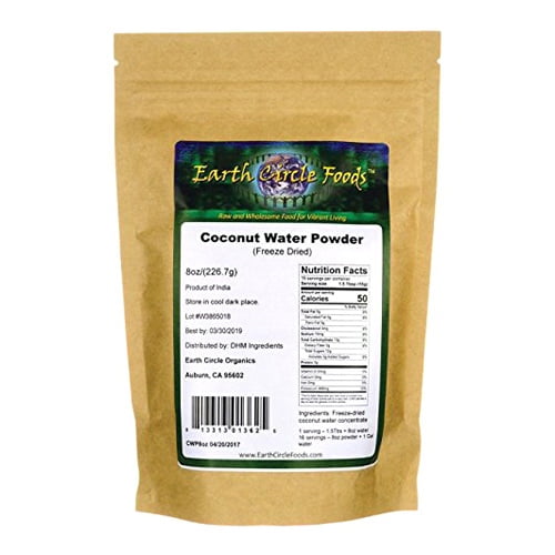 Earth Circle Organics Freeze Dried Coconut Water Powder, 8 Oz