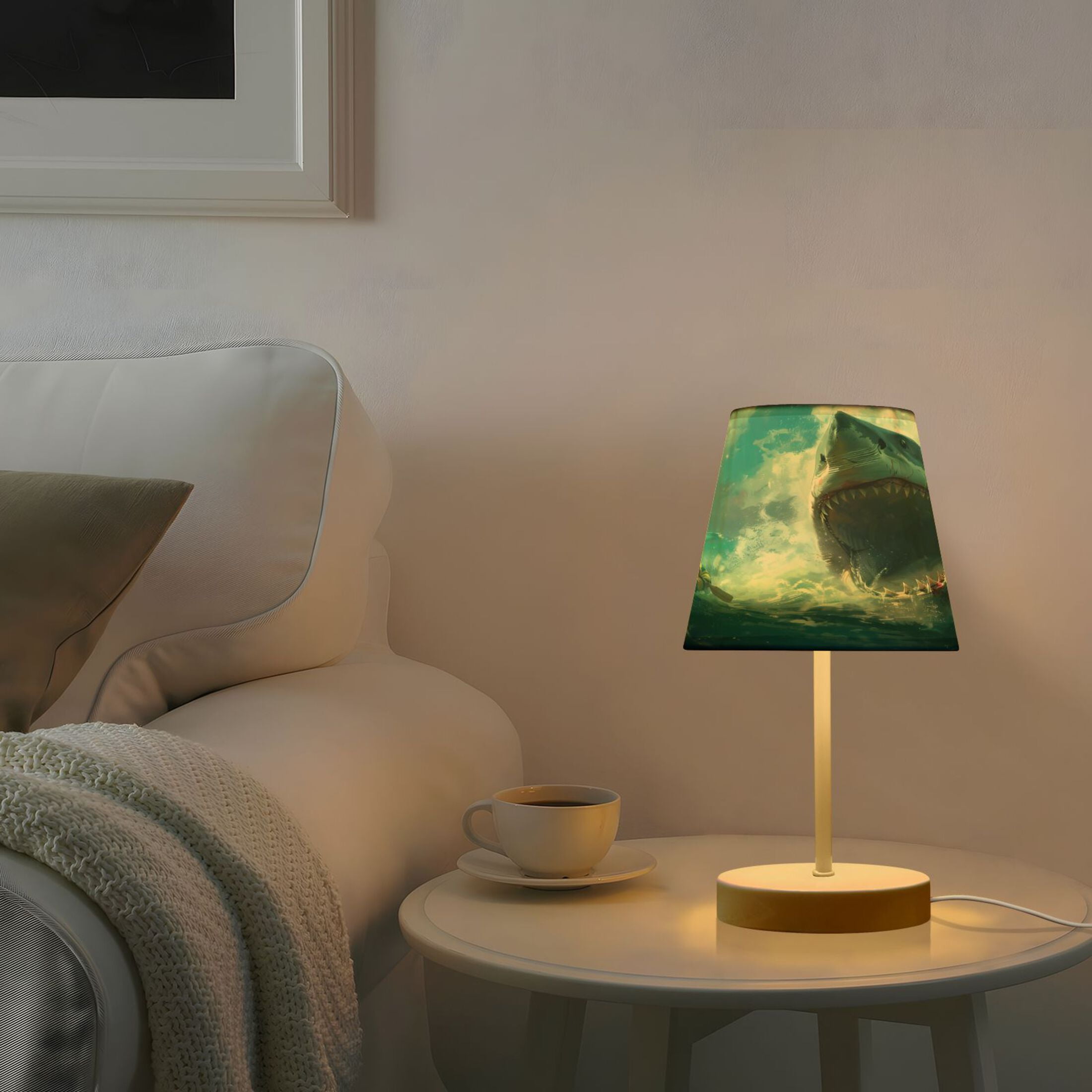 Raft Life with Shark Desk Lamp LED Table Nightstand Lamps with 3 Color Temperatures for Home Bedroom Living Room Decor 8x12