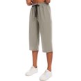 thumbnail image 4 of Cadmus Women's 15'' Long Bermuda Shorts Below The Knee Capri Sweatpants Loose Comfy Athletic Shorts with Pockets,Khaki White,XX-Large, 4 of 7