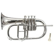 SHREYAS Flugel Horn Nickel Plated Bb Flat 4 Valve With Hard Case Mouthpiece Silver Instrument For Beginner Student Professional