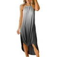thumbnail image 1 of Robes Maxi d'Été Décontractées pour Femmes Col Rond Croisé Sans Manches Fendue Vacances Plage Longue Robe, 1 of 7