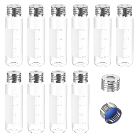 Uxcell Headspace Vial, 100 Pack 10ml Borosilicate Glass Screw Top Vial with Writing Patch
