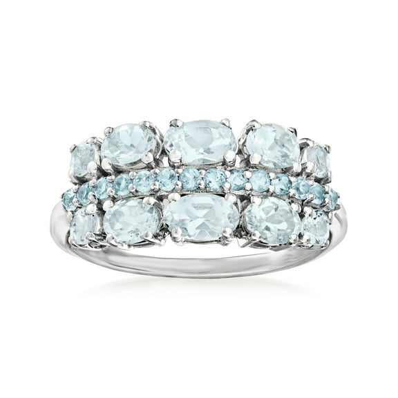 Ross-Simons 1.00 Aquamarine and .20 Swiss Blue Topaz Ring in Sterling Silver, Women's, Adult
