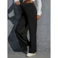 thumbnail image 6 of SWQZVT Womens Straight Leg Pants High Waisted Button Stretchy Business Work Casual Trousers Multiple Pockets Pants for Womens Clothes Elastic Waisted Slacks Casual, 6 of 11