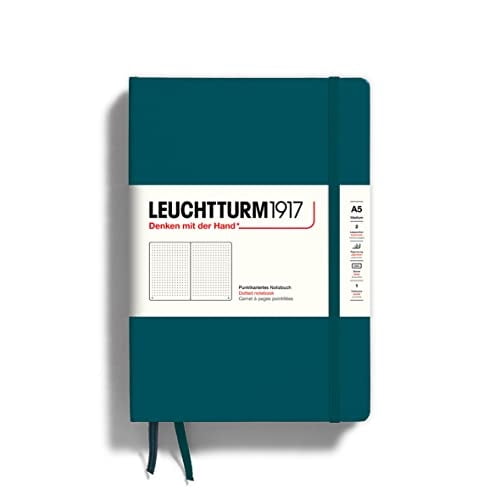 LEUCHTTURM1917 - Cuaderno tapa dura, tamaño medio A5, puntos (verde Pacífico) - 251 pág. numeradas