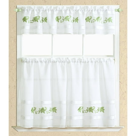 S10 Leaf Springs - Spring Leaf Kitchen Curtain Set in Sage
