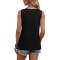 thumbnail image 5 of Ronuti Tank Tops for Women Summer Tops Trendy Dressy Casual Spring Vacation Outfits Crewneck Button Down Sleeveless Shirts Black Shirts, 5 of 8