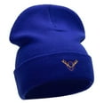 thumbnail image 4 of Deer Antler Insignia Embroidered 12 Inch Long Knitted Beanie - Royal OSFM, 4 of 5
