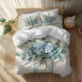 thumbnail image 2 of Blue Floral Duvet Cover Set California King Size Pastoral Eucalyptus Leaf Linen Texture Soft Lightweight Comforter Covers 4 Piece Bedding Set with 1 Duvet Cover 1 Bed Sheet & 2 Pillow Shams, 2 of 8