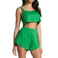 thumbnail image 2 of Pudcoco Women?s 2Pcs Outfits, Solid Color Sleeveless Crop Tank Tops and High Waist Shorts Set for Summer, 2 of 5