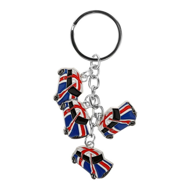GOOHOCHY Llavero con temática de bandera británica, colgante con forma de coche, llavero de metal británico