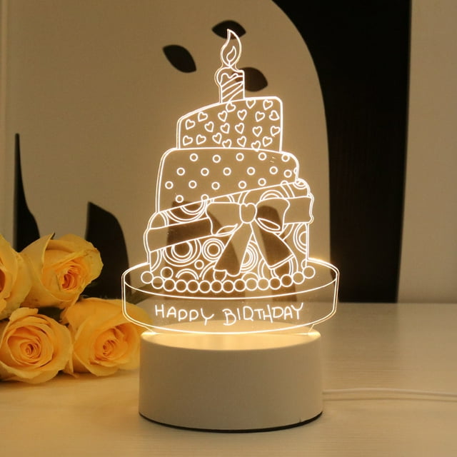 Luz nocturna LED 3D que cambia de color para tarta de cumpleaños para niños
