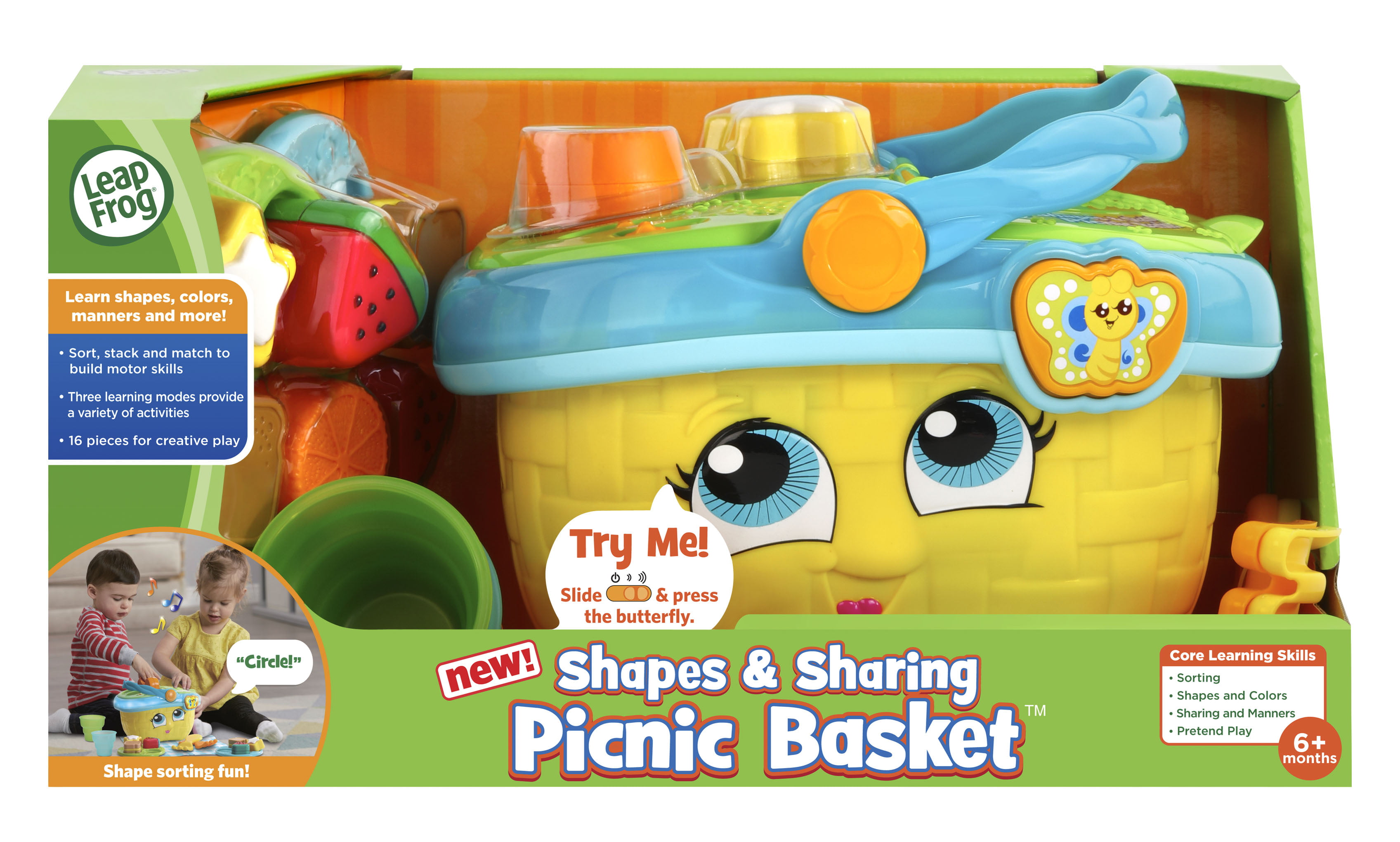 LeapFrog Shapes and Sharing Picnic Basket, Role-Play Toy for Kids 