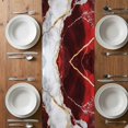 thumbnail image 6 of Marble Red Table Runner - 90 Inch Long, Kitchen Dining Table Runner Dresser Scarves, Modern Abstract Gold White Brick Stone Motif Farmhouse Decor for Coffee Tables Wedding Party Banquet, 6 of 8