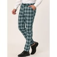 thumbnail image 2 of Unique Bargains Men's Plaid Pants Casual Slim Fit Flat Front Skinny Checked Dress Pants 38 Green, 2 of 6