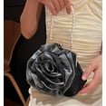thumbnail image 3 of Women Floral Evening Bag Rose Elegant Satin Small Purses with Detachable Pearl Strap for Wedding, Party, 3 of 8