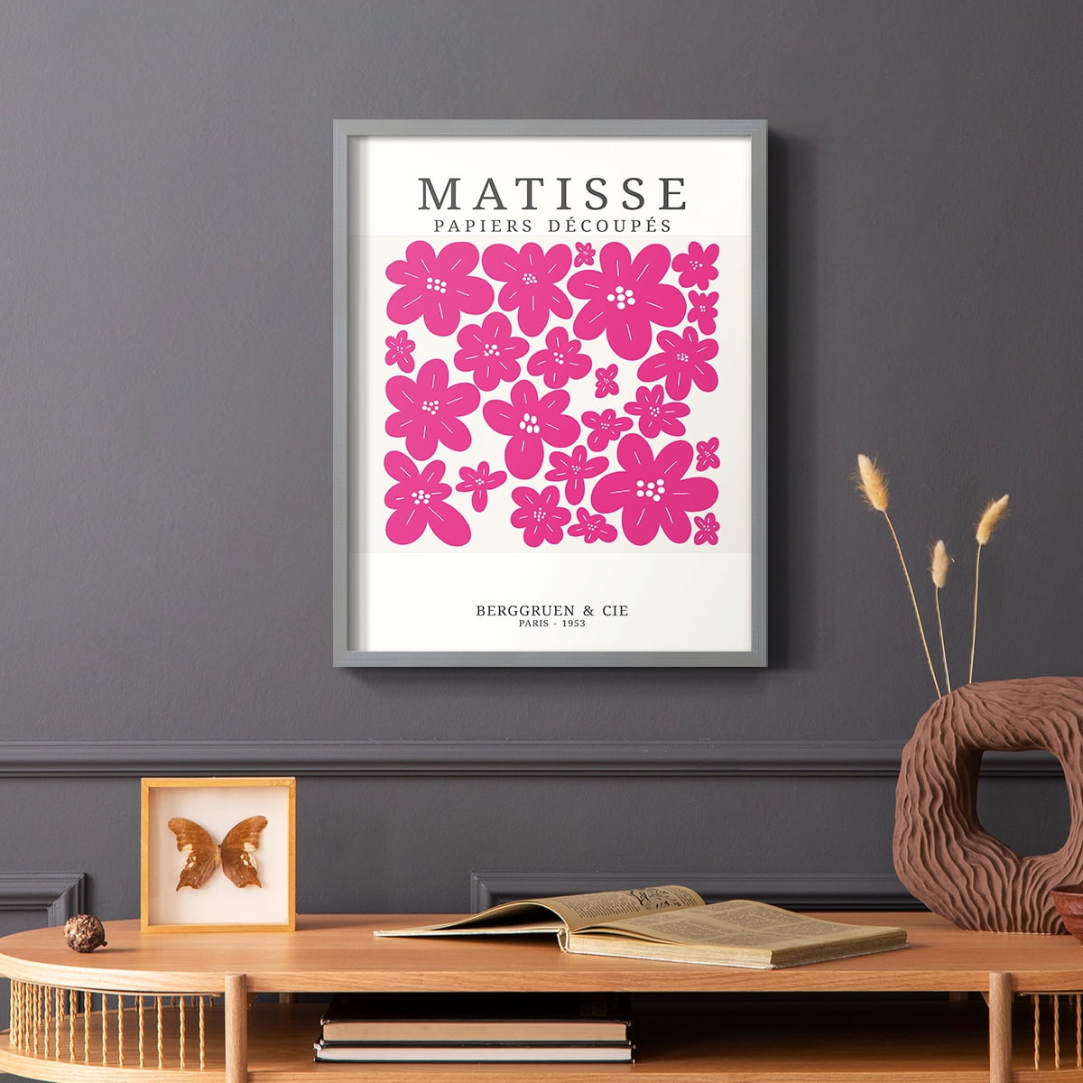 Matisse CDXX in Gray Solid Wood Framed Print No Nail Hanging