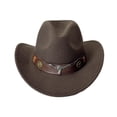 thumbnail image 1 of Sombrero vaquero unisex de fieltro marrón con cinturón de piel de toro, 1 of 1