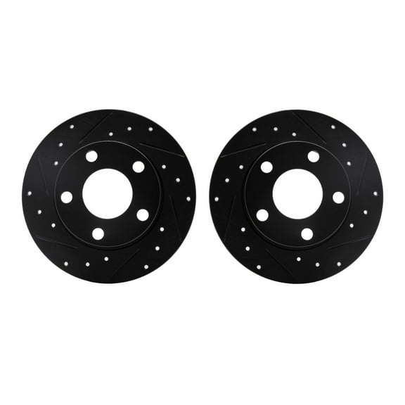 Dynamic Friction Company Rear Brake Rotors-Drilled and Slotted-Black 8002-73042