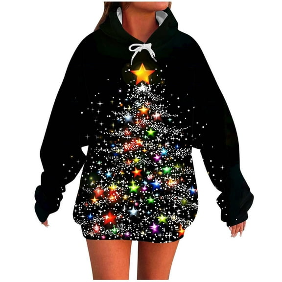 Sweatshirts for Women Plus Size Long Sleeve Christmas Pullover Blouses Floral Print Casual Round Neck Pullover Hoodie Sweatshirt