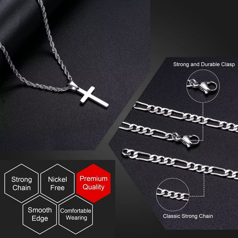 TINGN Layered Cross Necklace for Women Stainless Steel Gold Silver Black  Rose Gold Paperclip Chain Layering Cross Pendant Cross Necklace for Women 