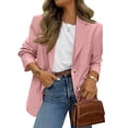 thumbnail image 2 of Singel Breasted Blazer Womens Button Casual Open Front Long Sleeve Suit Jackets Business Work Office Blazers Pink L, 2 of 5