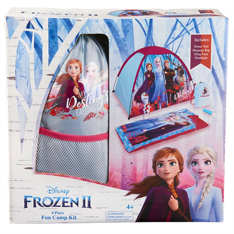 Disney Frozen 2 Kids 4-Piece Camping Set with Tent and Sleeping Bag