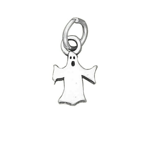 Sterling Silver 18" 1mm Box Chain Moaning Halloween Ghost Pendant Necklace