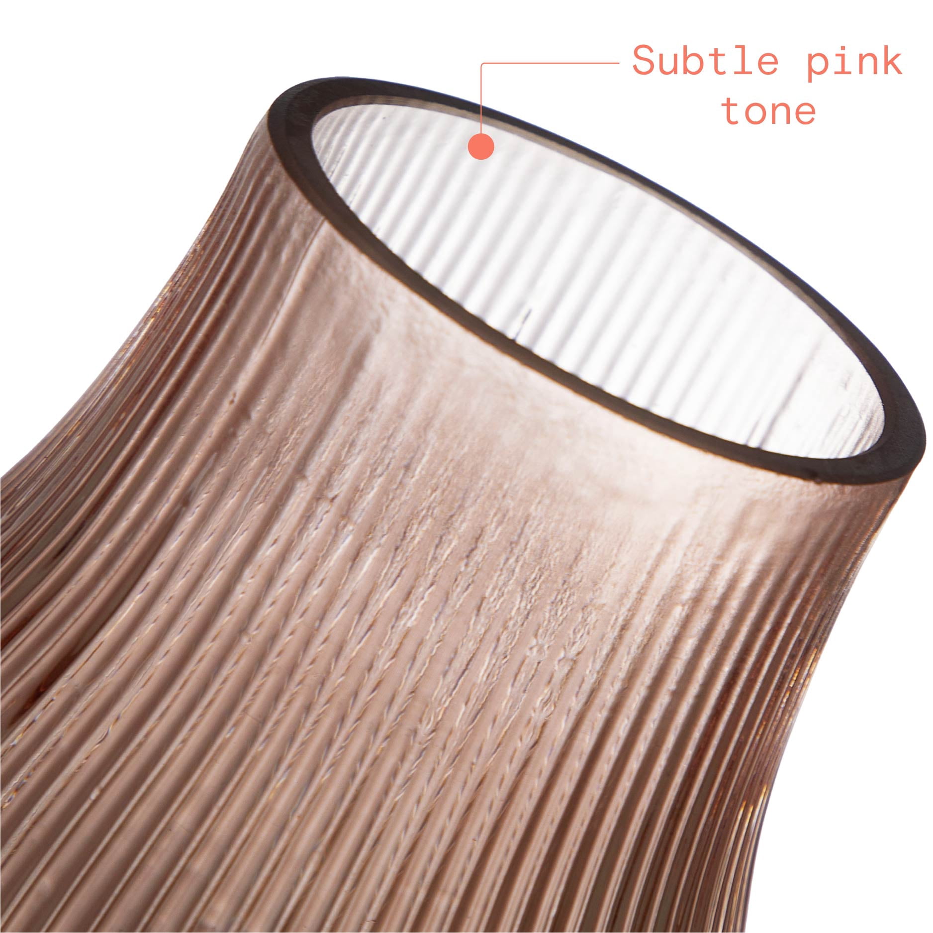 Beautiful By Drew Barrymore Bottleneck Ribbed Blush Glass Vase