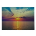 thumbnail image 2 of Ocean Cutting Board, Majestic Sunrise in Tranquil Sea Horizon Dawn Rays Clouds Water Reflection, Decorative Tempered Glass Cutting and Serving Board, Large Size, Orange Purple Blue, by Ambesonne, 2 of 5