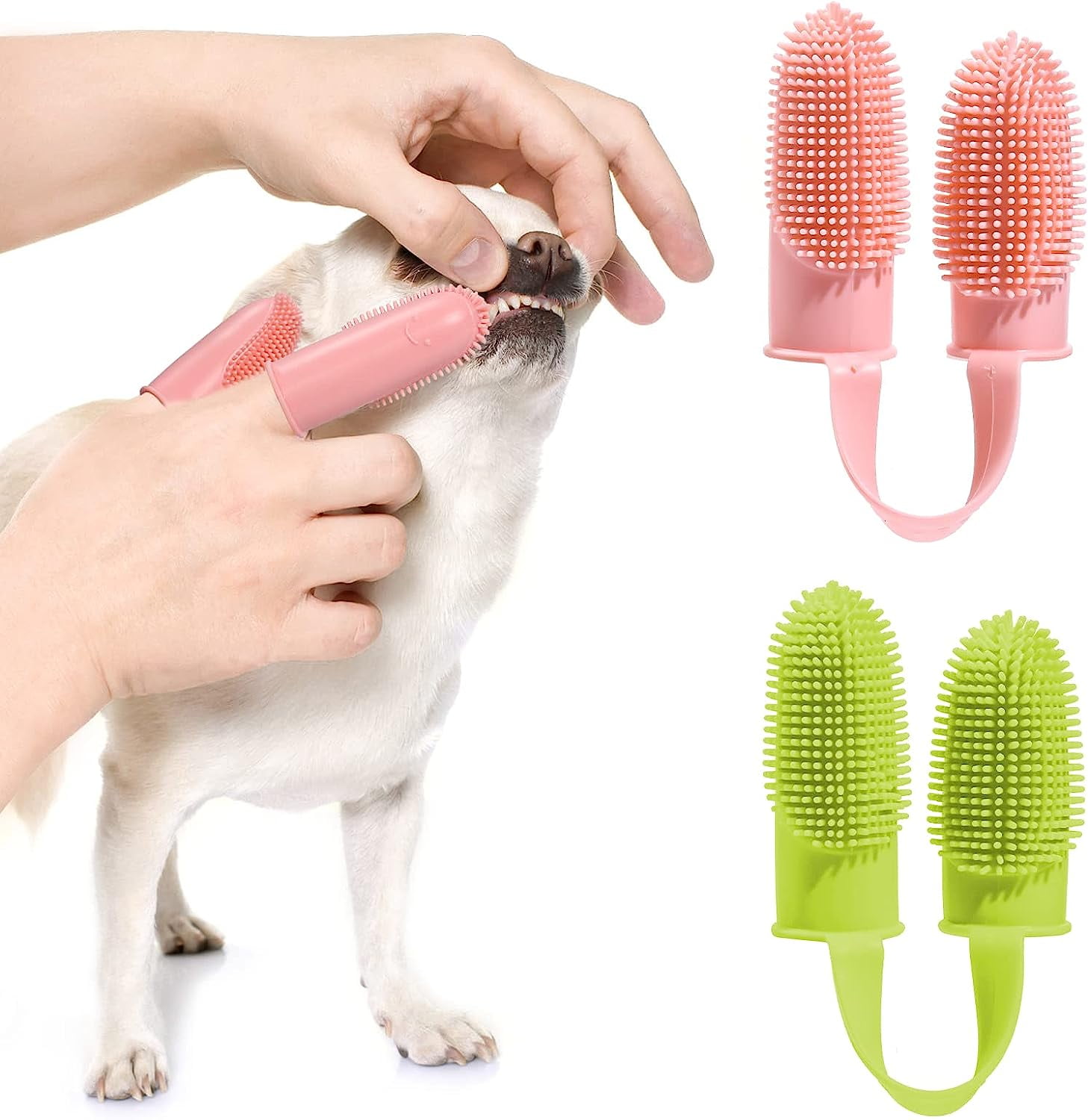 Dog Toothbrush, 2 Finger Toothbrush Kit, Fully Cleaned 800+ Fine Soft Bristles, Dental Care