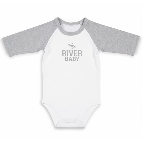River Baby - 6-12 Months 3/4 Length Heather Gray Sleeve Onesie