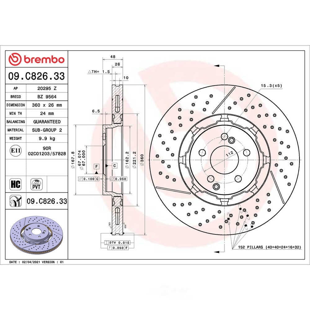 Brembo 09.C826.33 PRIME Disc Brake Rotor