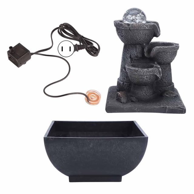 Oubit Home Ornament,LED Illuminated Tabletop Waterfall Desktop Fountain Resin Fountain Ornaments Compact and Lightweight