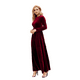 thumbnail image 1 of Vestido de terciopelo, manga larga, vestido de noche, vestido color vino., 1 of 6