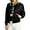 Black, variant on comerut Women Coat Solid Color Stand Collar Zipper Cardigan Long Sleeves Warm Elastic Cuff Pockets Fall Jacket for Daily Wear