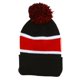 thumbnail image 1 of Beanie a rayas de invierno con POM - Negro / Rojo TOP HEADWEAR  Beanie, 1 of 2
