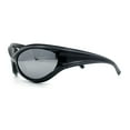 thumbnail image 6 of Womens Trendy 90s Oval Wrap Around Sport Plastic Fashion Sunglasses Black - Silver Mirror, 6 of 8