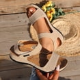 thumbnail image 6 of Eltusu Women's Flat Sandals, Open Toe Ankle Strap Casual Soft Bottom Summer Shoes Khaki Size 6, 6 of 9