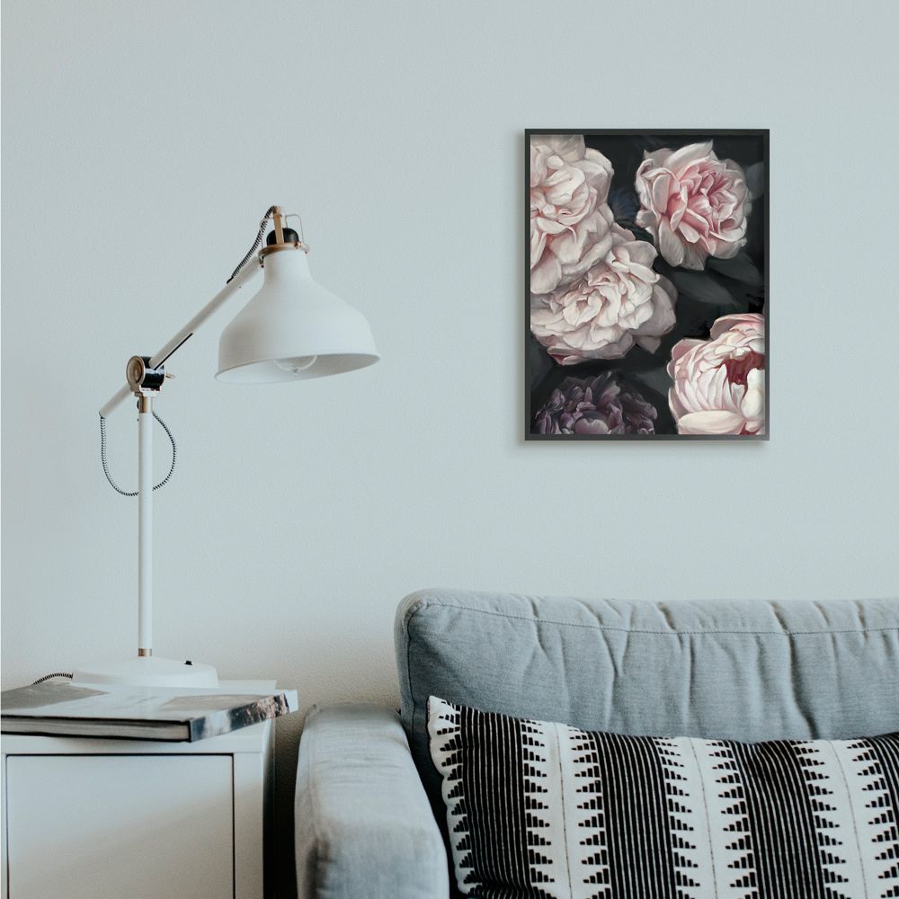 Stupell Industries Clustered Pink and White Florals Elegant Flowers Black Framed by Ziwei Li