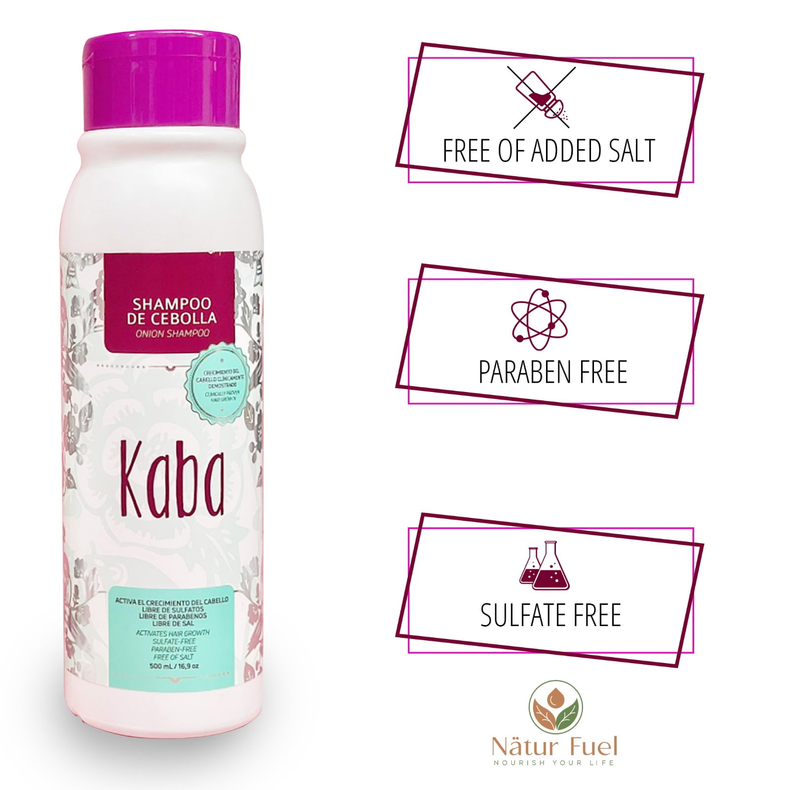 Kaba Hair Growth & Recovey Kit – Onion Shampoo + Biomask + Scalp Tonic – Productos Kaba for Strengthens Roots & Faster Hair Growth