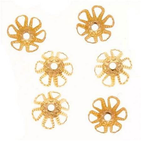 - Bright Gold Plated Cone Flower Bead Caps 6mm x 3.5mm (50)