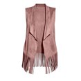 thumbnail image 4 of Womens Fringe Vest Lightweight Faux Suede Sleeveless Jackets Fall Layering Fashion Casual Tops for Travel Festival Pink XL, 4 of 7