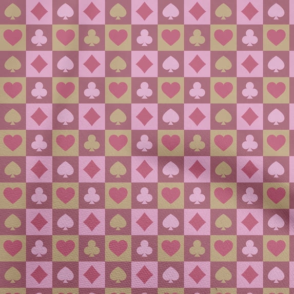 oneOone Silk Tabby Pink Fabric Poker Card Dress Material Fabric Print Fabric By The Yard 42 Inch Wide