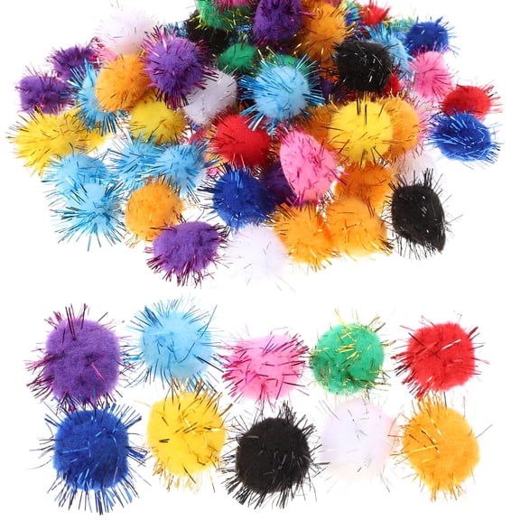BESTSKY 100pcs 20mm Glitter Pom Pom Sparkle Balls for Holiday Craft Making